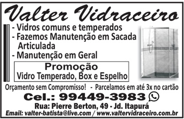 Valter Vidraceiro - Vidros Temperados e Comuns
