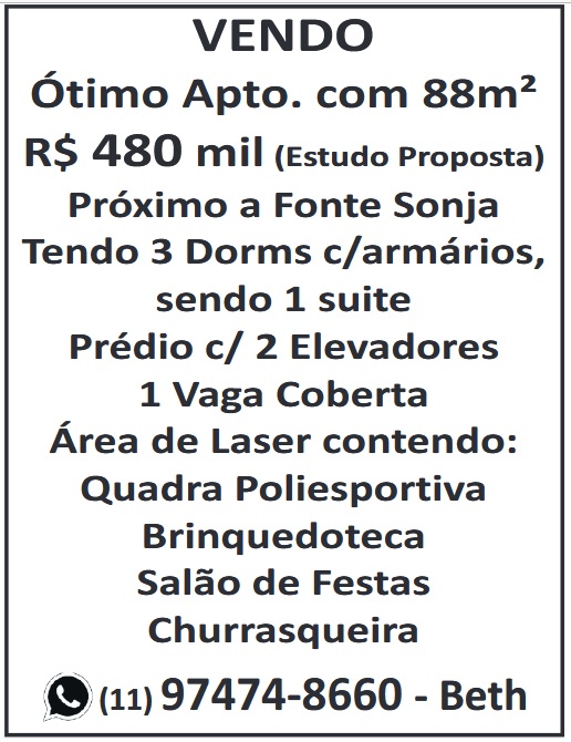 Apartamento próximo a fonte Sonja