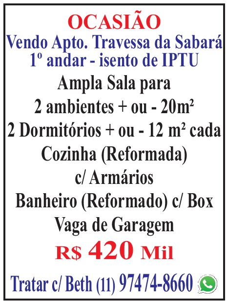 Vendo Apartamento Travessa da Sabará Primeiro Andar